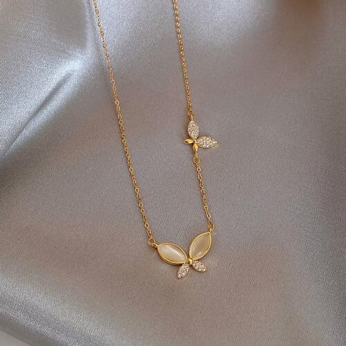 Korean Style Fashion Butterfly Necklaces For Women Elegant Charm Cute Clavicle Chain Personality Chokers Simple Collar Statement