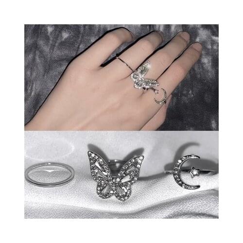 Trendy Vintage Butterfly Rings For Women Men Lover Couple Rings Set Friendship Engagement Wedding Open Rings 2021 Jewelry