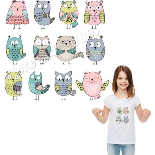 Bird Set Patches DIY Custom Applique On Clothing Iron On Heat Transfer Print A-Level Stickers Washable Parches For Children