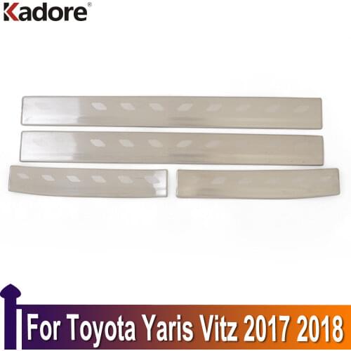For Toyota Yaris Vitz 2017 2018 Stainless Steel Door Sill Scuff Plate Moulding Cover Car Thresholds Bumper Protector Accessories