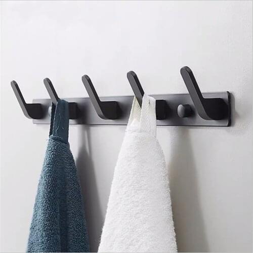 Bathroom Wall Hook Rack Aluminum Clothes Towel Coat Hanging Rack Metal Hooks Toilet Shower Robe Door Keys Hanger for Kitchen