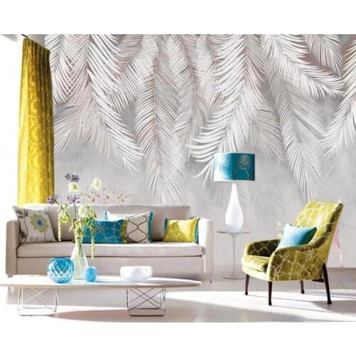 Custom wallpaper 3D uropean tropical rainforest plant black and white leaf mural home decoration living room bedroom Waterproof