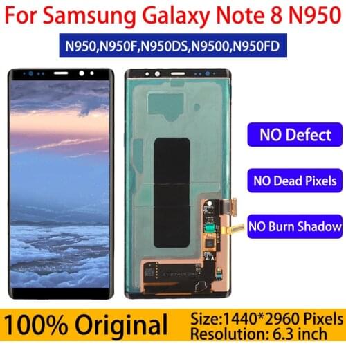 With Defect No Frame 6.3"Original Note8 lcd Replacement For SAMSUNG GALAXY Note 8 SM-N9500 N9500F Display Touch Screen Digitizer