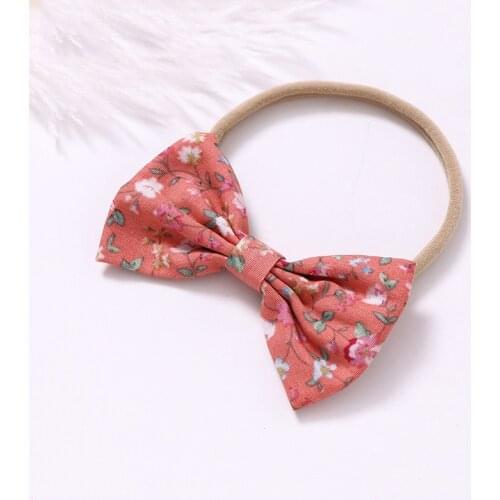 Fashion Flower Printed Bows Baby Headband Super Soft Nylon Infant Baby Elastic Hair Band Baby Girl Hair Accessories