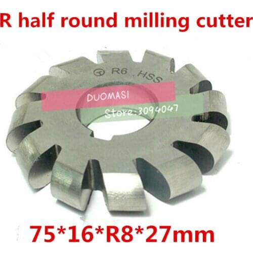 R8 75*16*R8*27mm Inner hole HSS Convex Milling Cutters R half round milling cutter Free shipping