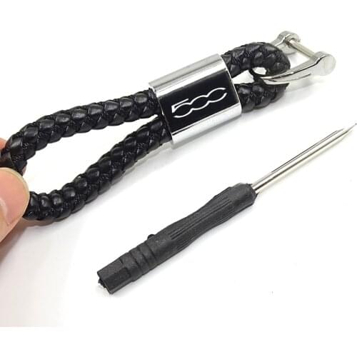 Blue /Black /Red Car keychain metal leather car key chain Interior Decoration For Fiat 500 Abarth Panda keychain accessories