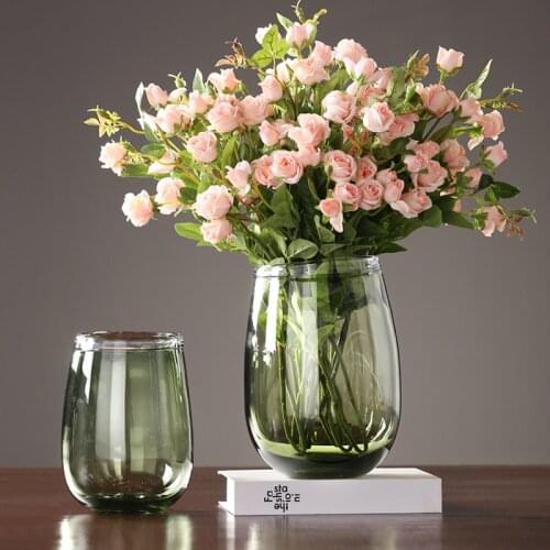 Modern Simple Glass Vase Green hydroponic Terrarium Glass Containers Furniture Crafts Flower Vase for Wedding Home Decoration