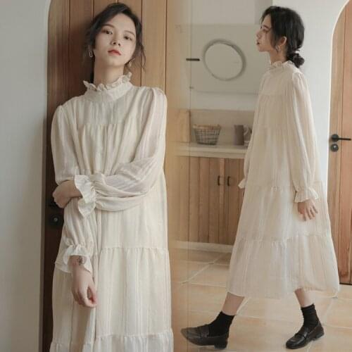 Spring Korean Fashion Chic Maternity Long Dress Large Size Loose Clothes for Pregnant Women Tie Waist Pregnancy Dress