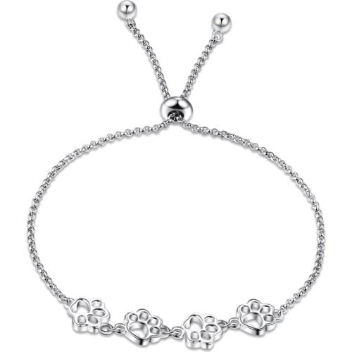 ZEMIOR 925 Sterling Silver Animal Footprints Charm Bracelets For Women Simple Cute Silver Bracelet Valentines Day Jewelry Gift
