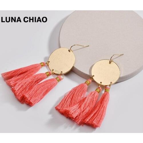 LUNA CHIAO Women Gender Fashion Jewelry Bohemian Boho Multi Tassels Drop Statement Earrings