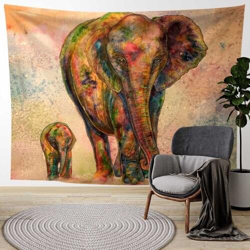 Aesthetic Anime Tapestry Wall Hanging Thin Printed Wall Tapestry Elephant Animal Home Bedroom Decor 0.75*1/1.3*1.5/1.5*2m 1pc