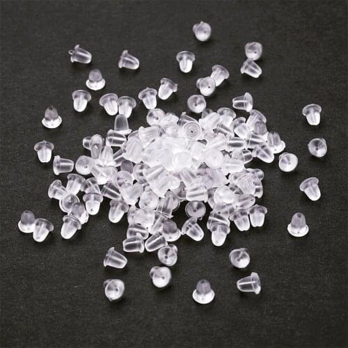 10000pcs 4mm Hole: 1mm Clear Soft Plastic Earring Back Stopper Earnut Ear Nut Jewelry Stud Accessories Component Findings