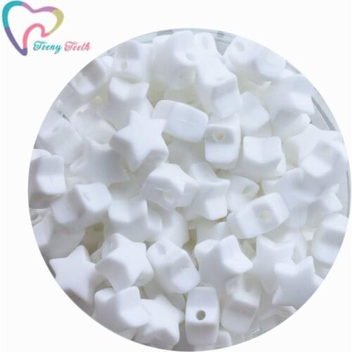 20 PCS White Mini Star Silicone Baby Teething Beads Chewable Star Silicone Teether Baby Nursing Chew Jewelry Silicone Beads