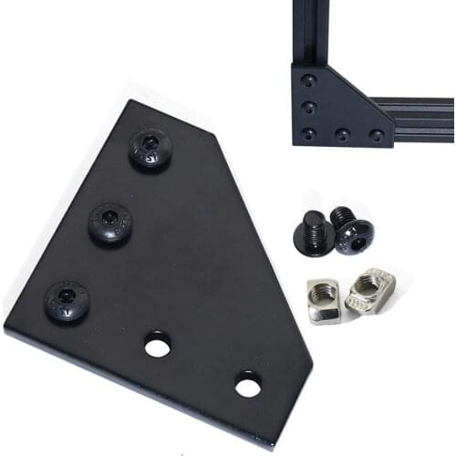 2020 Series Black 90 Degree L Shape Outside Joining Plate Kits with T Nuts and Round Head Hex Screws