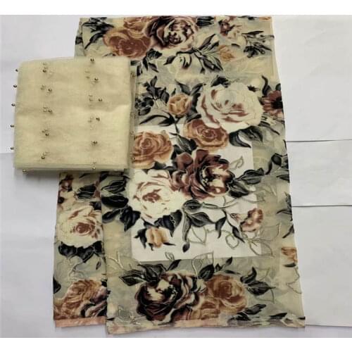 2020 High quality african velvet lace fabric 7 yards with embroidered velvet silk fabric for wedding sewing material. L78221