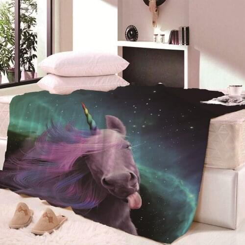 3D Rainbow Super Soft Unicorn Horse Velvet Plush Art Blanket Kids Adults Travel Beach Towel Printed CB75