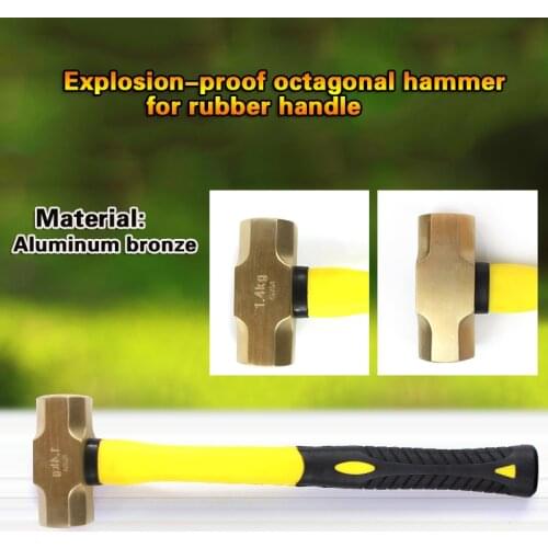 4.5/10p,5.4kg/12p,Explosion-proof octagonal hammer with rubber handle, Aluminum Bronze