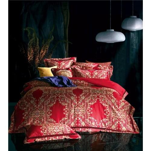 Embroideredy Egyptian cotton Wedding Bedding queen King size 4pcs Bedding set Duvet Quilt cover Bedsheet Pillowcase