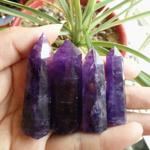 4pcs dark purple quartz wand natural crystal points amethyst stone point healing