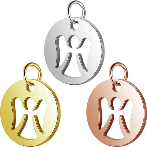 5pc Necklace Bracelet Charms Accessories Stainless Steel Angel Wings Shaped Charm Pendant Findings for DIY Jewelry Gift Making