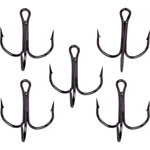 50pcs/Pack Stainless Steel Fishing Hook Treble Hook Black Sharp Triple Hooks Iscas Pesca Fishing Tackle Tool Black/Brown/Silver
