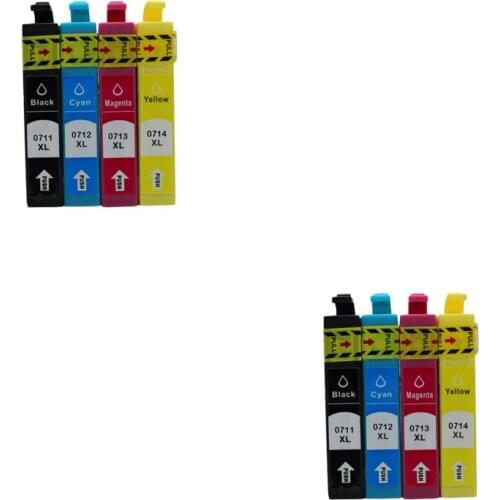 8pcs T0711 - T0714 Ink Cartridges Full Ink For Epson Stylus SX210 SX215 SX218 SX115 SX405 SX410 SX415 SX605 D78 DX4000 Printer