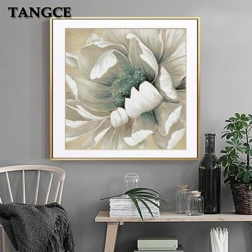 Abstract Big White Flower Decor Canvas Art Vintage Poster and Print For Living Room Bedroom Dining Room Nordic Wall Art Painting