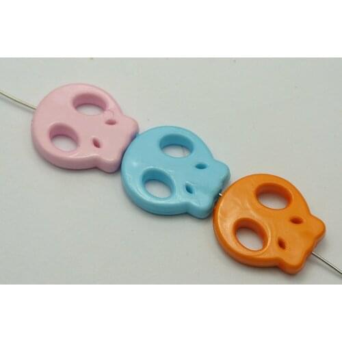 50 Mixed Bubblegum Color Acrylic Halloween Gothic Flat Skull Beads 22X20mm