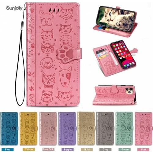 Sunjolly Cat & Dog Phone Case for Samsung Galaxy A01 A11 A21 A31 A41 A51 A71 A81 A91 M60S M80S M31 Flip Wallet PU Leather Cover
