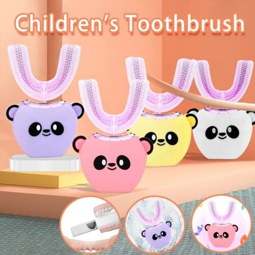 Kids Sonic Electric Toothbrush Automatic Ultrasonic Teeth Tooth Brush Cartoon Smart 360 Degrees U-shaped Electric Toothbrush#dg4