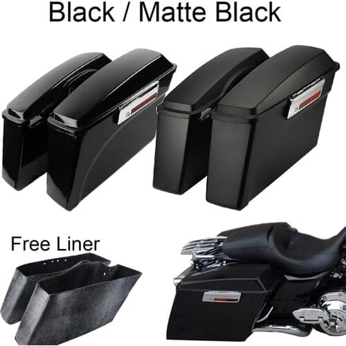 For Road King Side Box Saddlebag Hard Bags Side Bags Vivid Black Matte Black Left Right For Road King Street Glide 1994-2013
