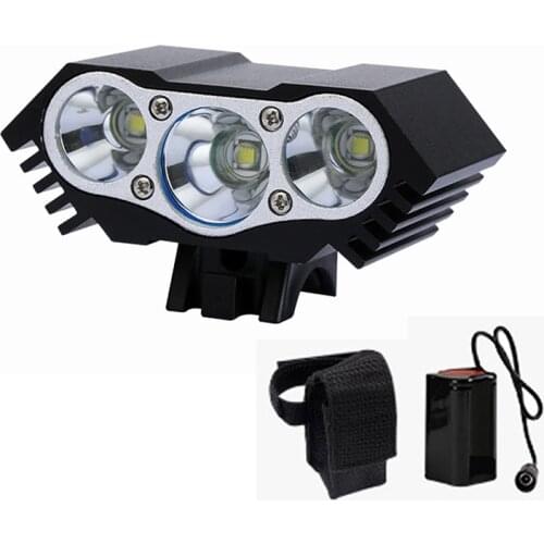 Super Bright Bicycle Front Light 3xT6 LED Outdoor MTB Road Bike Headlight Waterproof Safe Cycling Lamp With Battery Pack BC0533