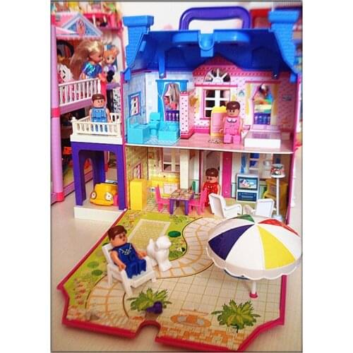 Play House Miniature Dollhouses gift toys villa family princess house room toy suit set with light Furniture Kit girl child doll