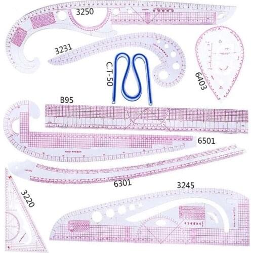 KAOBUY 9pcs/set Tailor Measuring Kit DIY French Curve Sewing Set Multi-functional Yardstick Sewing Tools Measure Dressmaking