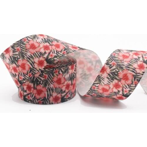 Flowers Cartoon Pattern Printed Grosgrain Ribbon 1'' Design Customized Logo for Hair Bows Sewing DIY Handmade Materials