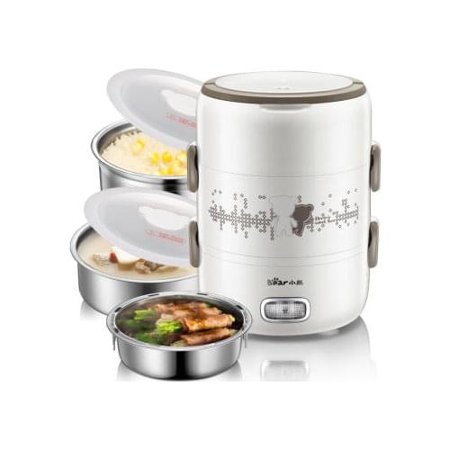 Bear 2l Electric Heating Three Stainless Steel Cooking Lunch Box