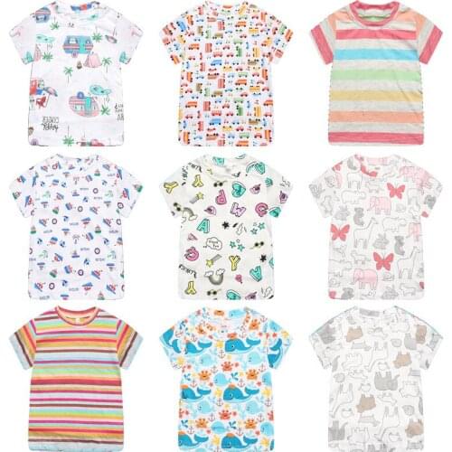 Cartoon Print Baby Boys T Shirt For Summer Infant 2-6T Kids Tees Boys Girls Rainbow T-Shirts Clothes Cotton Toddler Letter Tops