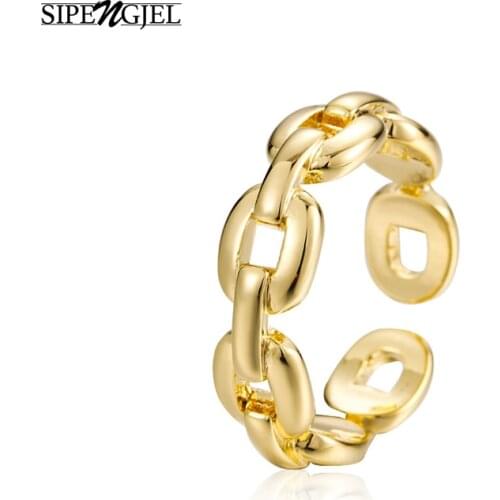 Fashion Geometric Linked Chain Belt Rings Gold Color Adjustable Open Rings For Women Punk Vintage Wedding Jewelry