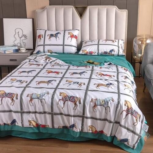 Washed Silk Digital Printing Soft Quilted Blanket Aircondition Summer Quilt Sheet Pillowcase Comforter Bedspread