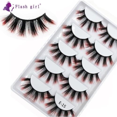 New 5 Pairs Natural False Eyelashes High Volume Wispy 3D Mink Lashes Thick Soft Fake Eyelash Extension For Beauty E15
