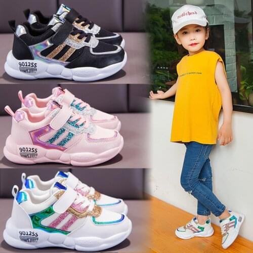 2021 Spring and Autumn New Leather Shoes Childrens Soft Bottom Mesh Shoes Girls' Breathable Running Boy Shoes Kids Fashion