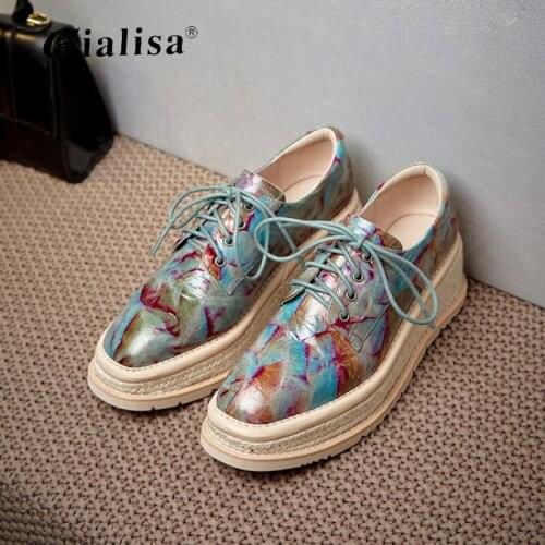 CIALISA New Shoes Platform Casual Shoes Shallow Leather High Heel Spring Autumn Wedges Shoe Women Pumps