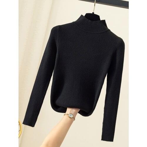 2021 Autumn Winter women long sleeve turtleneck Tight stretch pull sweaters office pullover korean clothes clothing