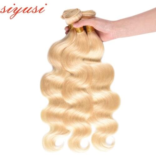 613 Bundle Brazilian Human Hair Bundles Weave 26 28 30 Inch Long Remy Hair Bundles Extensions Body Wave Blonde Bundles