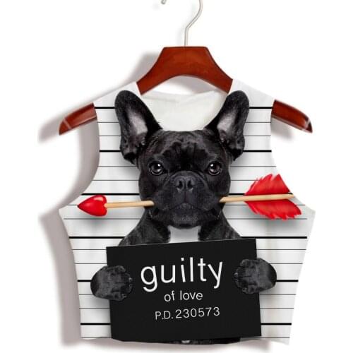 Custom Made your own designs Sublimation Print Dog Mugshot - Cute and Funny Milk Silk sleeveless Crop Tops