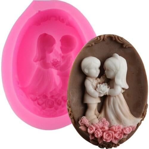 Bride Bridegroom Silicone Soap Molds Resin Clay Candle Mold Wedding Fodant Cake Decorating Chocolate Baking Moulds