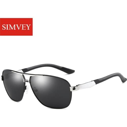 Simvey Fashion Outdoor Anti-Reflective Mirrored Pilot Sunglasses Vintage Men Polarized Sunglasses UV400 Metal Frame High Quality