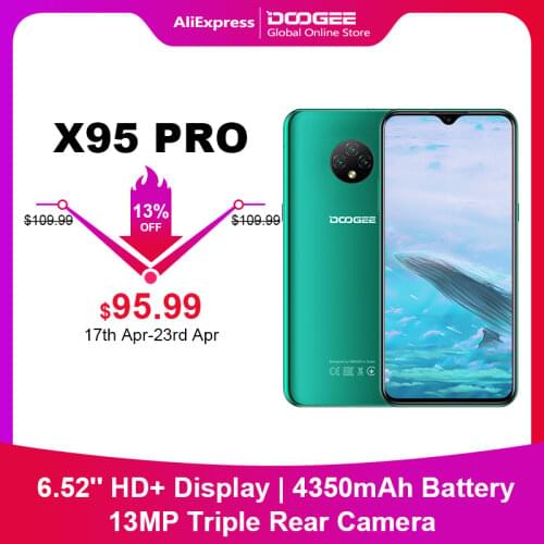 Doogee X95 Pro Mobile Phone Helio A20 Android10 OS 13MP Triple Camera 6.52”HD+ 4350mAh battery Facial recognition 4G Smartphone