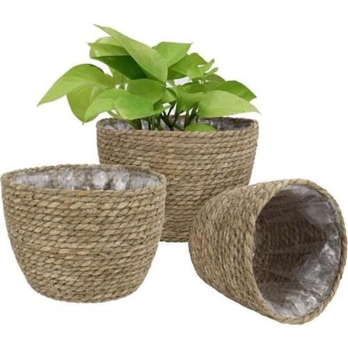 Nordic Straw Storage Basket Rattan Floor Flower Pot Crafts Decoration Modern Home Living Room Bedroom Shop Flower Basket Hanging