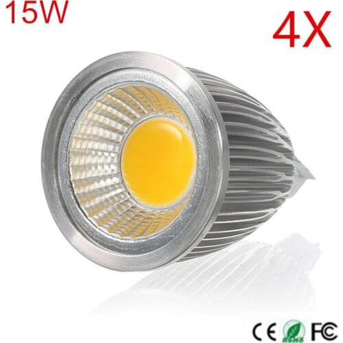 4PCS Super Bright MR16 Bulbs Light Dimmable Led Warm/Cold White DC12V 15W MR16 COB LED lamp light MR16 led Spotlight